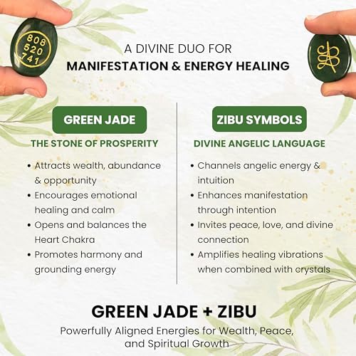 REBUY Zibu Symbols Crystal for Money and Prosperity Natural Stone Green Jade Switchwords Cabochon Oval Shape Gemstone for Reiki Healing and Crystal Healing Stone Pack of -1 - Image 4