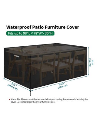 Patio Furniture Covers, Outdoor Furniture Cover Waterproof, Wind Dust Proof Anti-UV Outdoor Sofa Set Cover, Durable Protective Coffee Table Cover Rectangular 98" L 78" W 30" H (250×200×80 cm)- Outdoor Sofa Cover - Outdoor Seating Cover(Black) - view 2