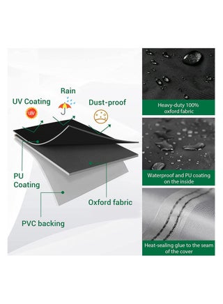 Patio Furniture Covers, Outdoor Furniture Cover Waterproof, Wind Dust Proof Anti-UV Outdoor Sofa Set Cover, Durable Protective Coffee Table Cover Rectangular 98" L 78" W 30" H (250×200×80 cm)- Outdoor Sofa Cover - Outdoor Seating Cover(Black) - view 3