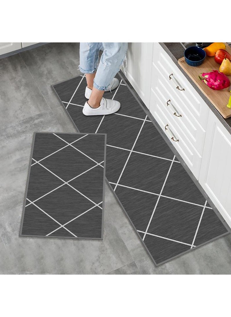 FASHION HOME Set of 2 Kitchen Mats Floor Rug Home Decor Accessories Non Skid Washable  - Image 1