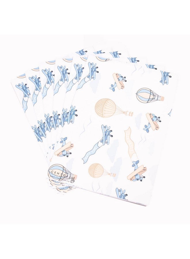 Central 23 Airplanes Wrapping Paper For Boys 6 Sheets Of Retro Gift Wrap For Him Hot Air Balloons Pastel Blue Planes Birthday For Children Made In The Uk - Image 3
