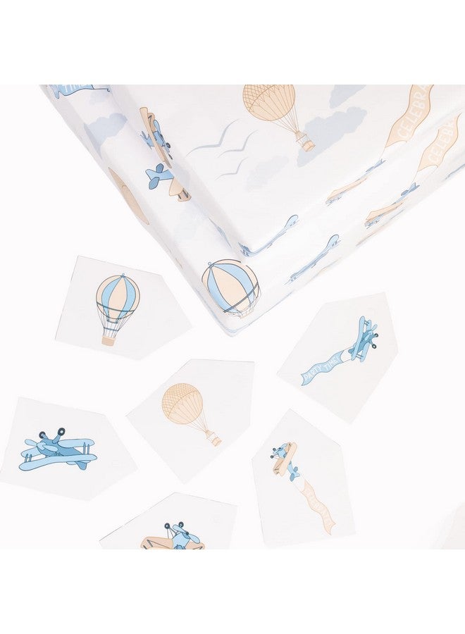 Central 23 Airplanes Wrapping Paper For Boys 6 Sheets Of Retro Gift Wrap For Him Hot Air Balloons Pastel Blue Planes Birthday For Children Made In The Uk - Image 4