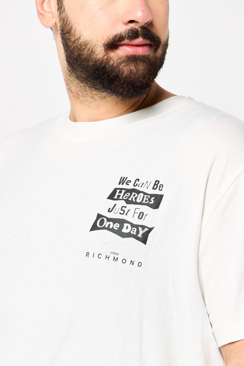 JOHN RICHMOND Men Crew Neck Short Sleeve Graphic T Shirt, White - Image 3