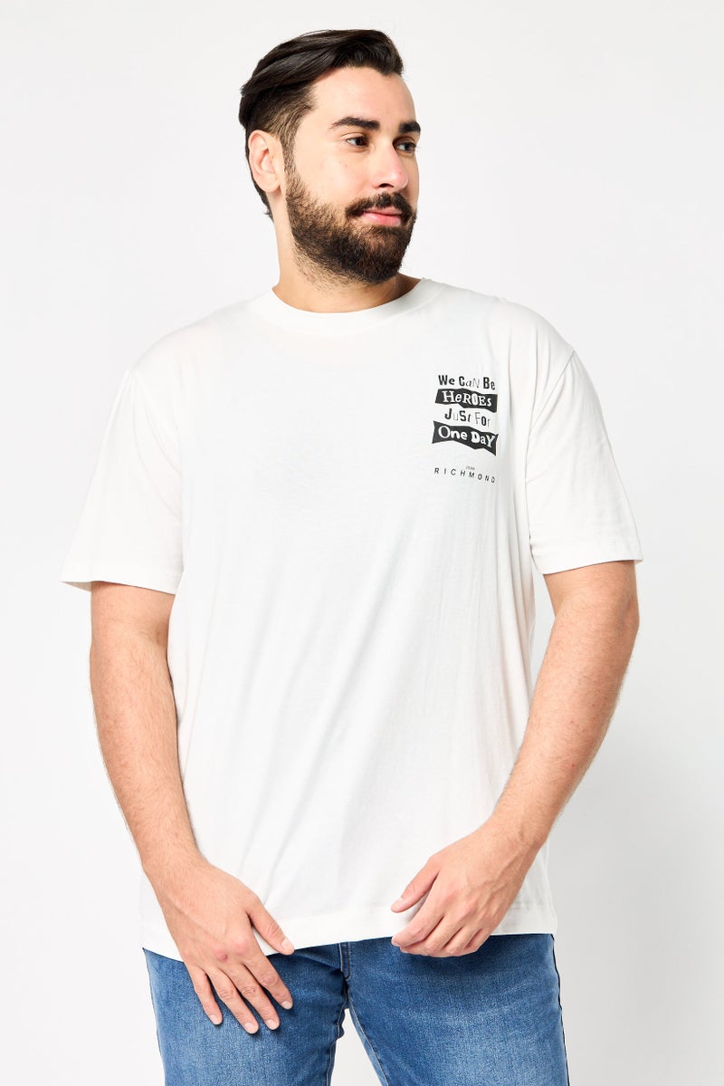 JOHN RICHMOND Men Crew Neck Short Sleeve Graphic T Shirt, White - Image 1