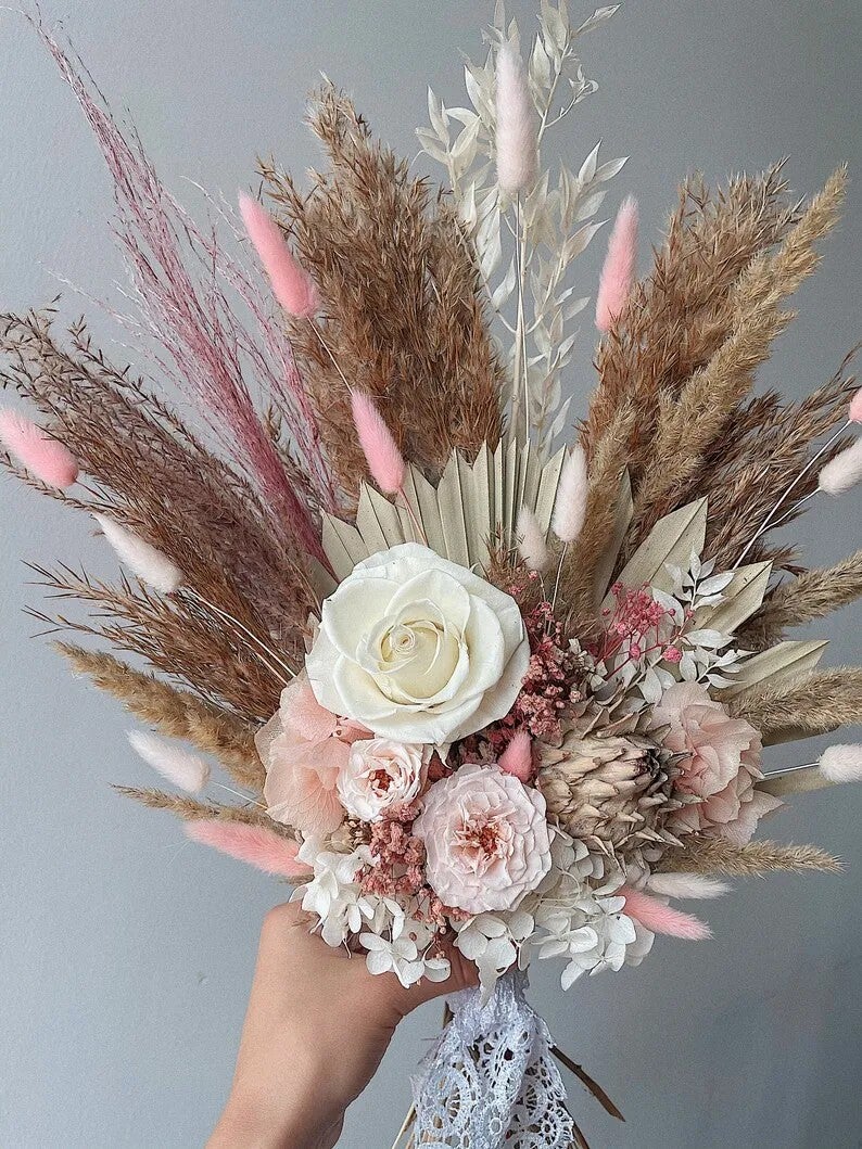 Bluejw YUNNAN Starflower Mini Pampas Grass Bouquet - High Quality Dried Plants Handmade Gift - Image 3