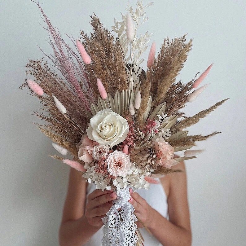 Bluejw YUNNAN Starflower Mini Pampas Grass Bouquet - High Quality Dried Plants Handmade Gift - Image 2