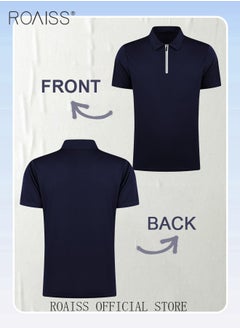 roaiss Men's Polo Shirt - Solid Color Short Sleeve Lapel T-Shirt - Casual Fit - Summer Fashion Essential  - Image 3