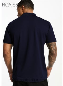 roaiss Men's Polo Shirt - Solid Color Short Sleeve Lapel T-Shirt - Casual Fit - Summer Fashion Essential  - Image 2
