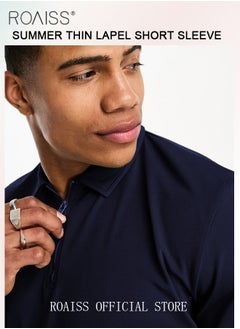 roaiss Men's Polo Shirt - Solid Color Short Sleeve Lapel T-Shirt - Casual Fit - Summer Fashion Essential  - Image 5