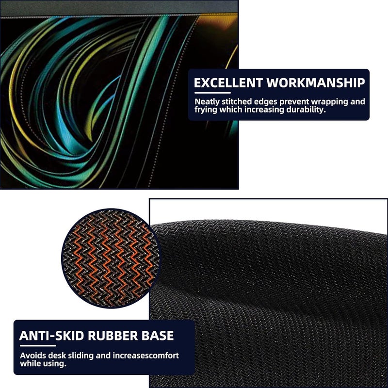 Striff وسادة ماوس للألعاب بحجم كبير (800 مم × 300 مم × 3 مم) | حواف مخيطة | قاعدة مطاطية غير قابلة للانزلاق | كمبيوتر محمول | وسادة لوحة مفاتيح وماوس للمكتب والمنزل (كون)  - Image 3