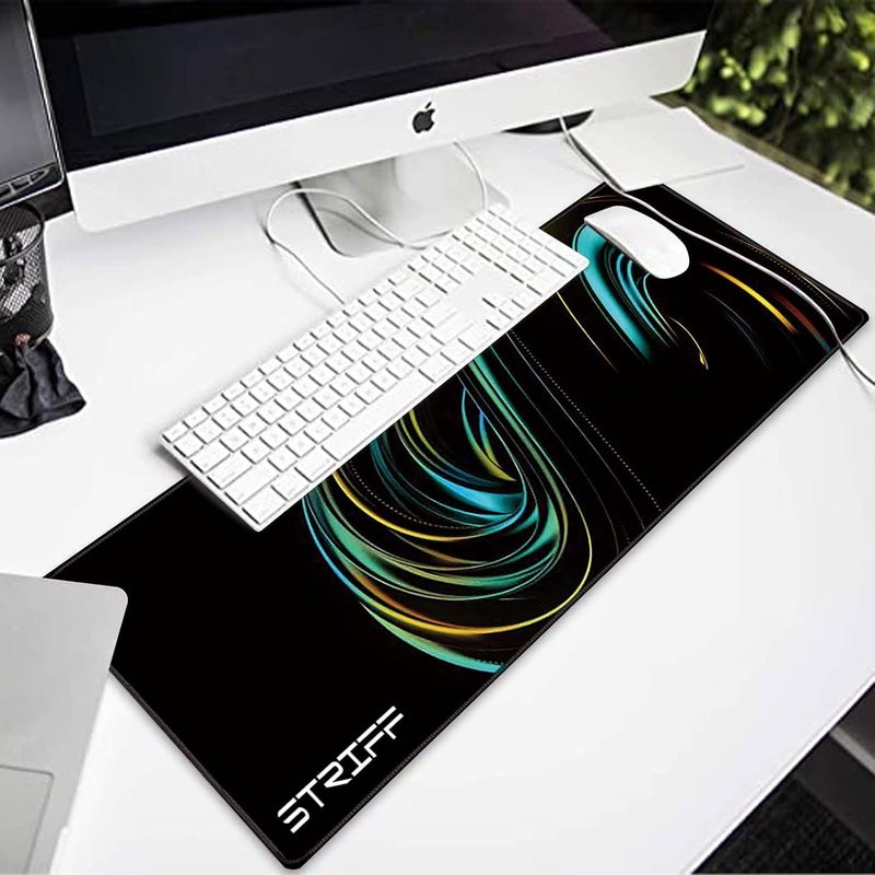 Striff وسادة ماوس للألعاب بحجم كبير (800 مم × 300 مم × 3 مم) | حواف مخيطة | قاعدة مطاطية غير قابلة للانزلاق | كمبيوتر محمول | وسادة لوحة مفاتيح وماوس للمكتب والمنزل (كون)  - Image 4