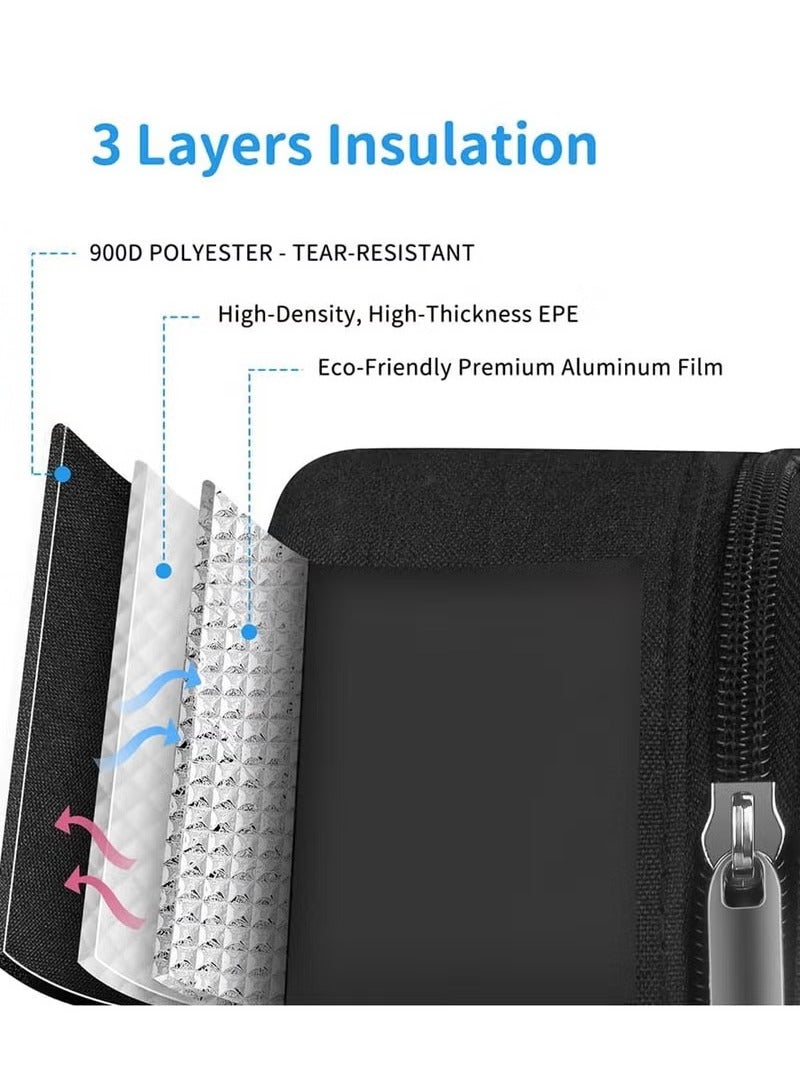 Hoasis Lunch Bag for Women Adults Men with Adjustable Shoulder Strap,Reusable Cute Lunch Pail bag for Lunch Box - Leakproof, Insulated Lunch Box Tote with Large Capacity, Cooler Lunch Container for Work/Travel/Office (Black) - Image 3