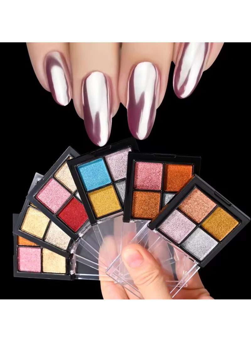 Goolsky 4Colors/Set Magic Mirror Rubbing Nail Glitter Powder - Metallic Chrome Nail Powder Nails UV Gel Polish Pigment Dust Decoration** - Image 2