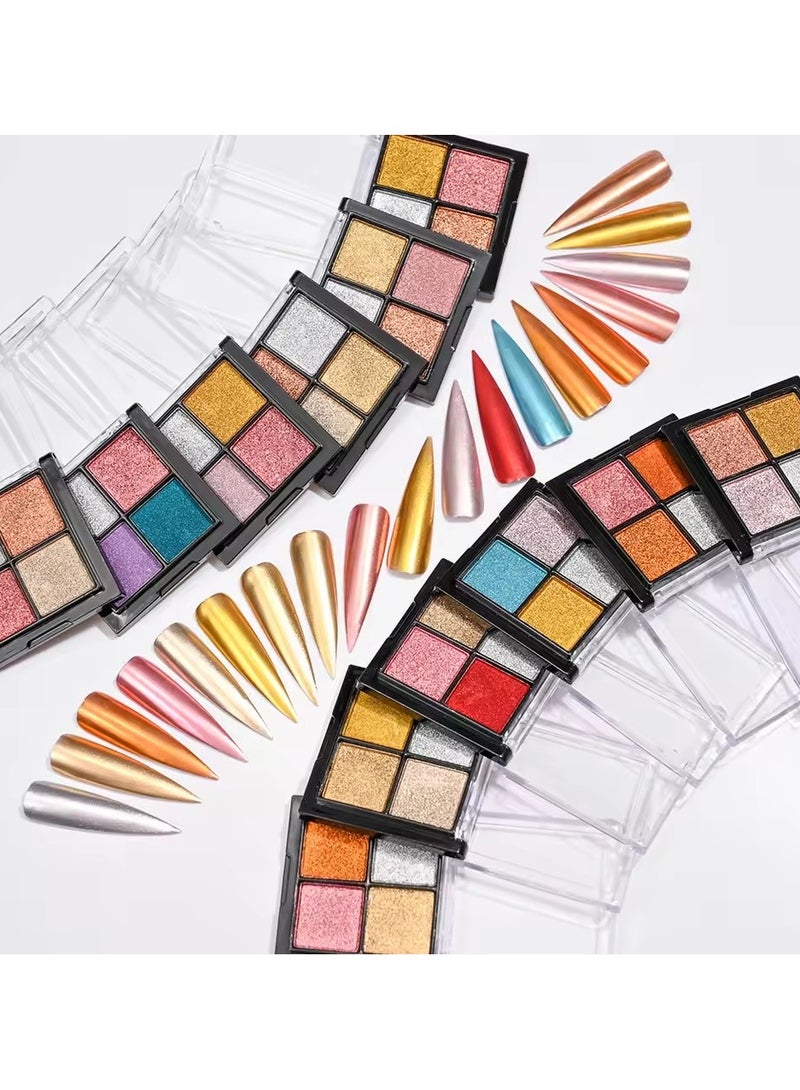 Goolsky 4Colors/Set Magic Mirror Rubbing Nail Glitter Powder - Metallic Chrome Nail Powder Nails UV Gel Polish Pigment Dust Decoration** - Image 5