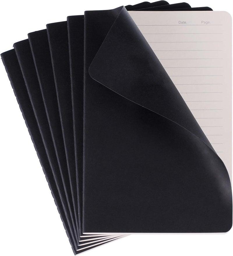 TWONE 6 Pack Notebooks Journal - 60 Lined Page/30 Sheets, Premium Thick Paper Soft Cover Journal for Travel, Office, Work, Office, Home, School, Business Writing, 5.5” x 8.25” (Black) - Image 1