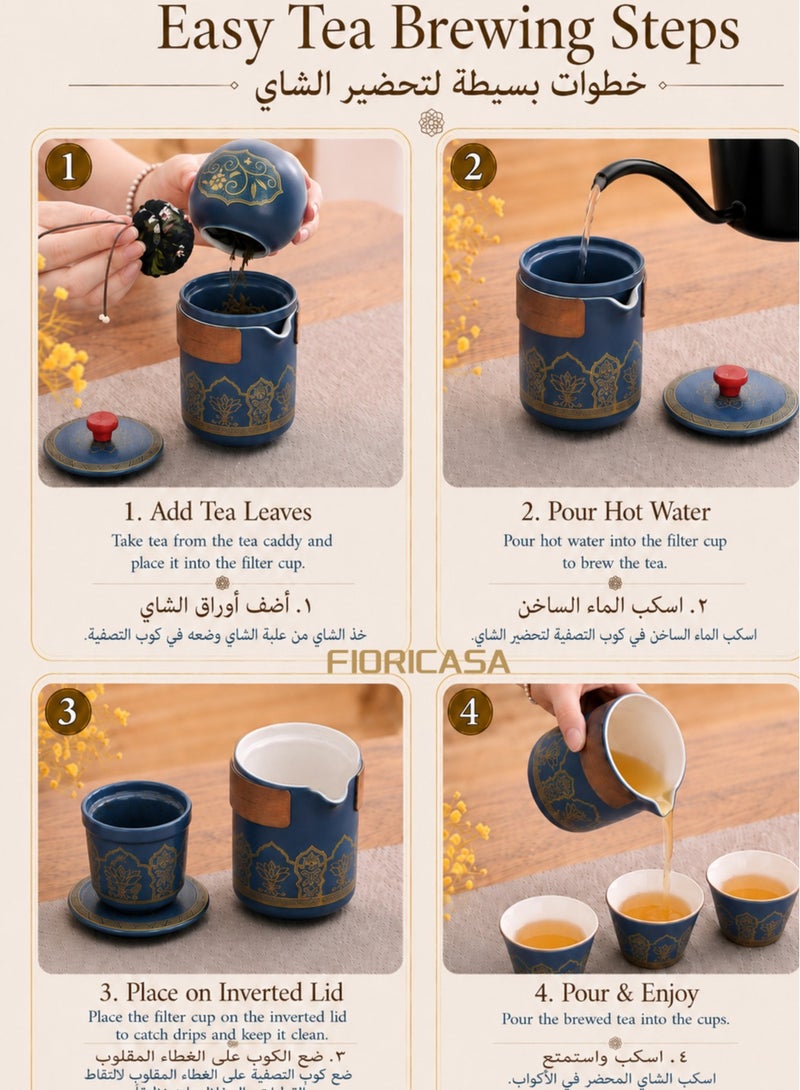 فوريكاسا طقم هدايا أكواب شاي فاخر مع علبة جلد PU، علبة شاي و6 أكواب شاي - Image 5