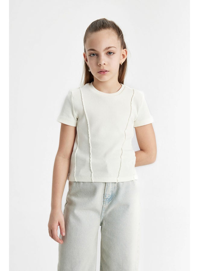 DeFacto Girl Slim Fit Knitted Short Sleeve Body - Image 1