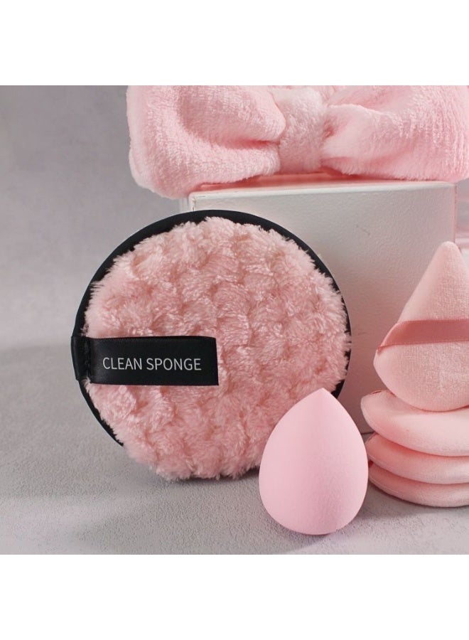 Generic Glow Living 20-Piece Pink Makeup Sponge and Accessories Set with Headband and Puffs - Image 3