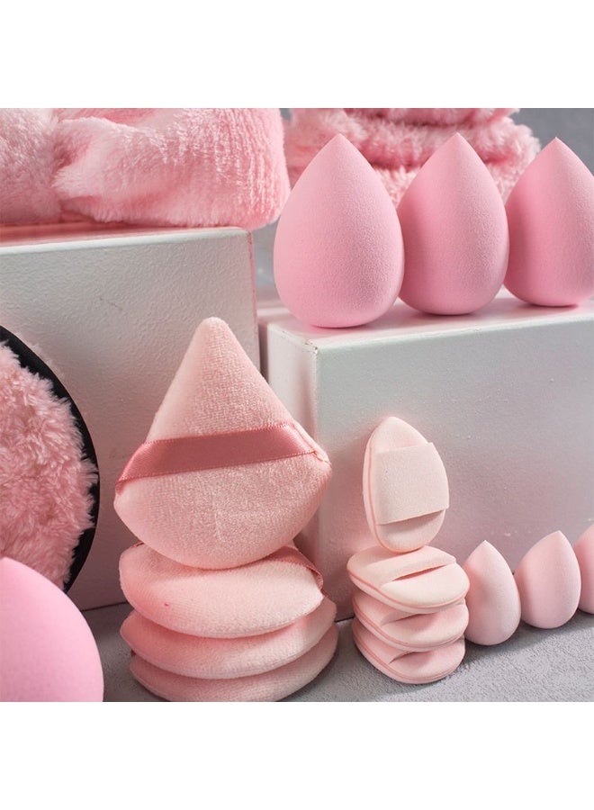 Generic Glow Living 20-Piece Pink Makeup Sponge and Accessories Set with Headband and Puffs - Image 2