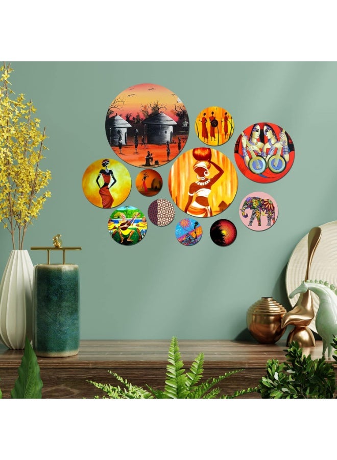 Artvibes Designer MDF Wooden Wall Hanging Ornaments Decoration Item for Home | Office | Gift | Wall Art | Living Room | Bedroom | Wall Decorative Items (WPS_127N), Pack of 11 Pieces - Image 5