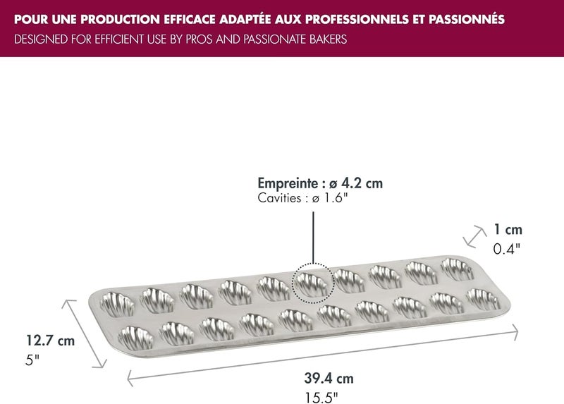 Gobel - Tinplate Madeleine Pan - 20 Madeleines - 15 9/16" x 4 15/16" x 1/2" - Image 4