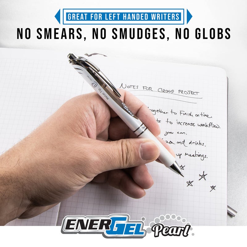 Pentel قلم جل سائل قابل للسحب من بنتل إينرجل لؤلؤي RTX، (0.7 مم)، خط متوسط، طرف إبرة، ألوان حبر متنوعة، عبوة من 4 (BLN77WBP4M) - Image 2