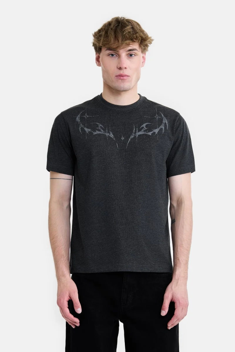 سنيتش Black Graphic Half Sleeve Regular Fit Streetwear T-Shirt