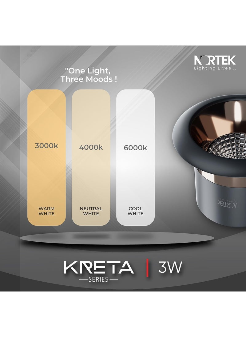 Nortek Nortek Kreta 3W LED Cob Downlight Round Recessed Focus Lights for Ceiling Ideal for Shelves Mandir Cabinet Wardrobe Home Decor Lighting White Body Neutral White Pack of 5  - Image 3