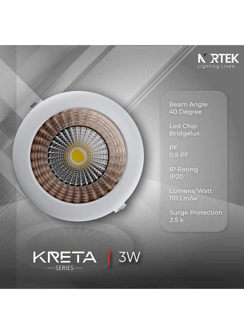 Nortek Nortek Kreta 3W LED Cob Downlight Round Recessed Focus Lights for Ceiling Ideal for Shelves Mandir Cabinet Wardrobe Home Decor Lighting White Body Neutral White Pack of 5  - Image 5