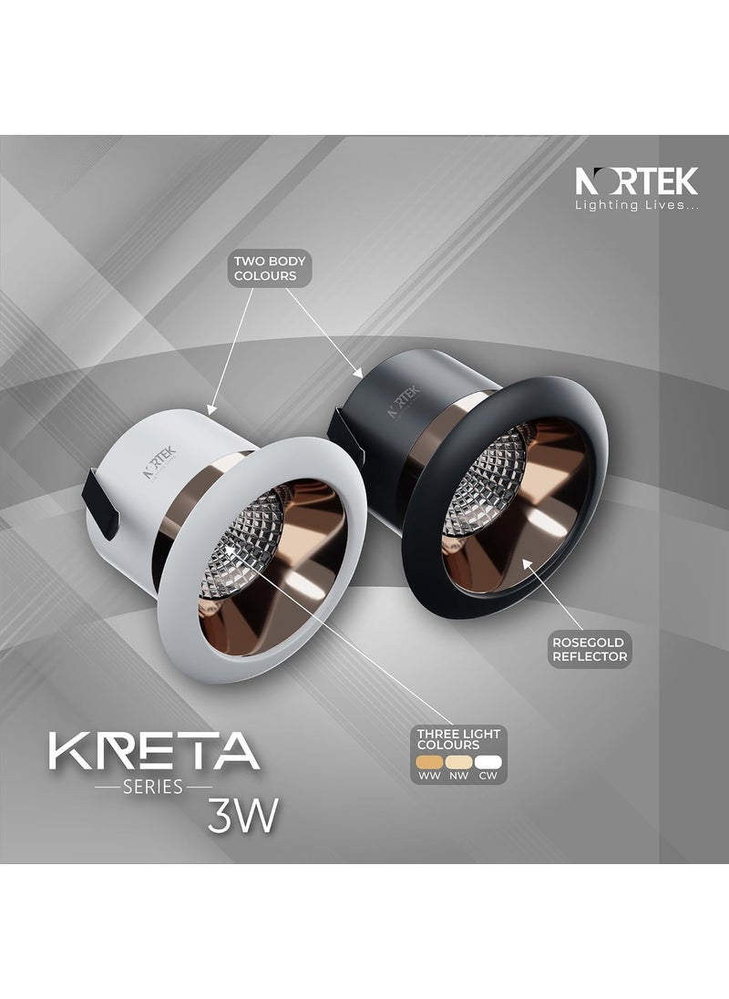 Nortek Nortek Kreta 3W LED Cob Downlight Round Recessed Focus Lights for Ceiling Ideal for Shelves Mandir Cabinet Wardrobe Home Decor Lighting White Body Neutral White Pack of 5  - Image 4