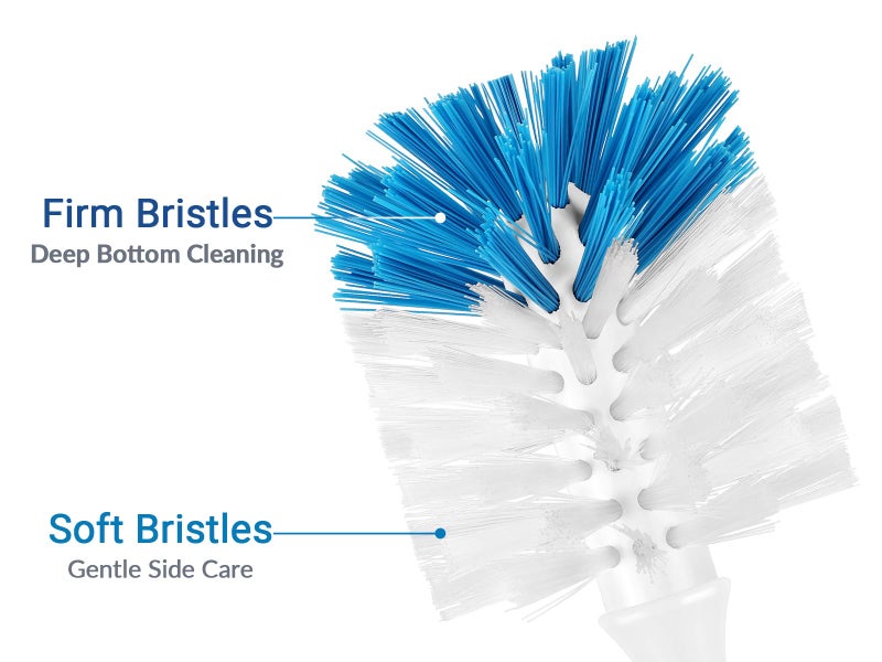 YeuDeuy Bottle Brush Cleaner, Long Handle Bottle Brush with Dual Bristles for Water Bottles, Glassware, Mugs, Sports & Baby Bottles Cleaning, Blue 3 Pack - Image 2
