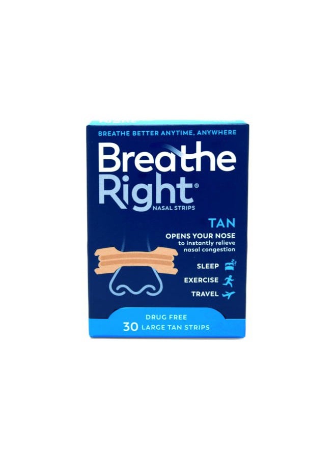 Breathe Right Nasal Strips, Large, Tan, 120-Count Pack (4 Packs of 30) - Image 2