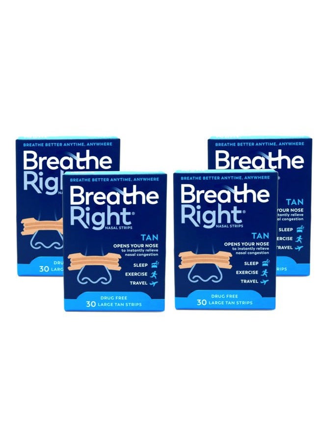 Breathe Right Nasal Strips, Large, Tan, 120-Count Pack (4 Packs of 30) - Image 1