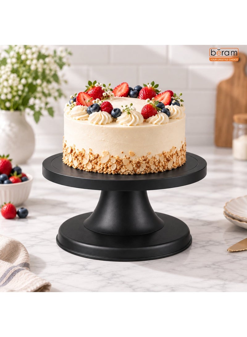 Beram Rotating Cake Decorating Table Black 360° Spinning Turntable Stand for Cake Icing Frosting Baking and Display Non-Slip Base Smooth Revolving Mounting Table for Professional Baking and Home Use - Image 3