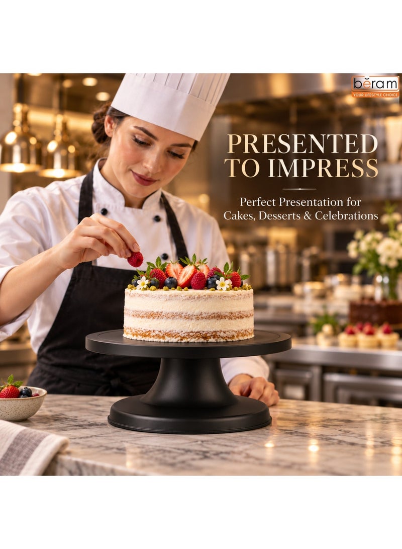 Beram Rotating Cake Decorating Table Black 360° Spinning Turntable Stand for Cake Icing Frosting Baking and Display Non-Slip Base Smooth Revolving Mounting Table for Professional Baking and Home Use - Image 2