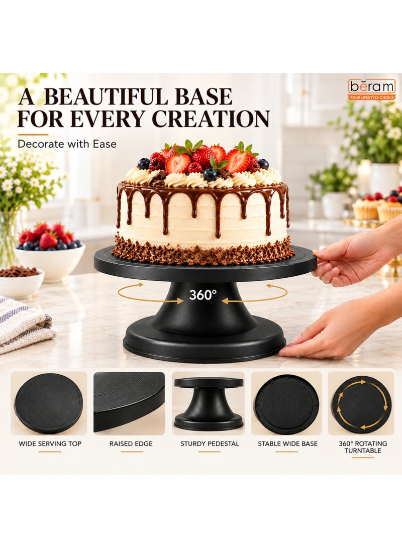 Beram Rotating Cake Decorating Table Black 360° Spinning Turntable Stand for Cake Icing Frosting Baking and Display Non-Slip Base Smooth Revolving Mounting Table for Professional Baking and Home Use - Image 5