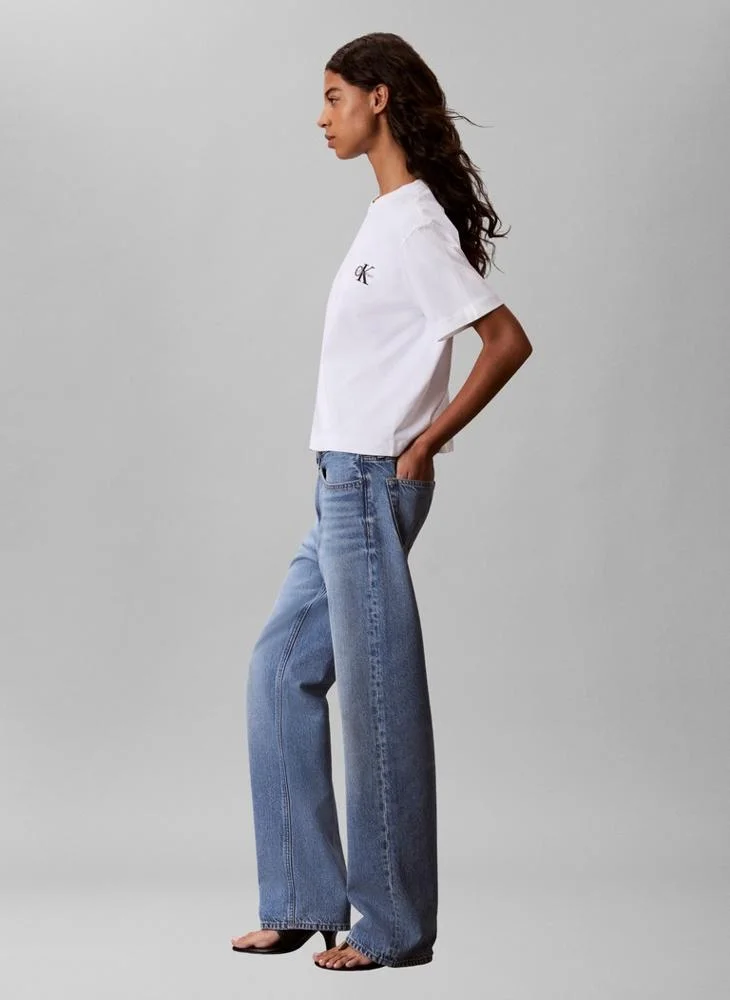 Calvin Klein Jeans  Boxy Monologo Crew Neck T-Shirt for Women | Best Price UAE