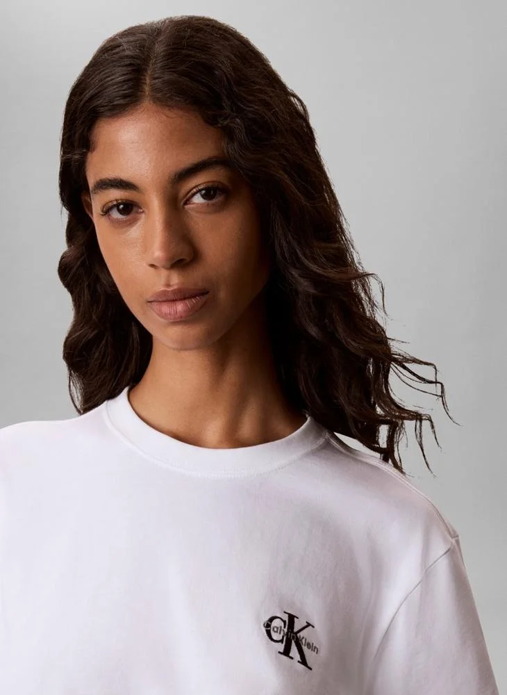 Calvin Klein Jeans  Boxy Monologo Crew Neck T-Shirt for Women | Best Price UAE