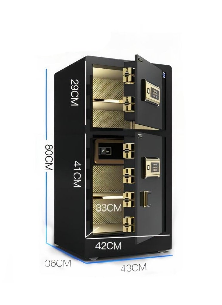 Dayi - 80cm Safe household anti-theft box fingerprint password double-door safe office hotel all-steel safe deposit box - Image 1