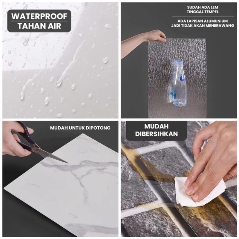 HEBEZON HEBEZON Marble Floor Peel Stick Tiles PVC Waterproof SelfAdhesive Vinyl Flooring Sticker Wall Backsplash Tiles for Bathroom Bedroom Kitchen Living Room Home10 Pcs60x30cms  - Image 2