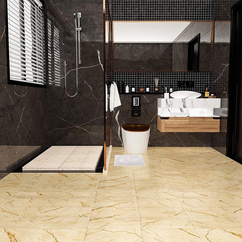 HEBEZON HEBEZON Marble Floor Peel Stick Tiles PVC Waterproof SelfAdhesive Vinyl Flooring Sticker Wall Backsplash Tiles for Bathroom Bedroom Kitchen Living Room Home10 Pcs60x30cms  - Image 4