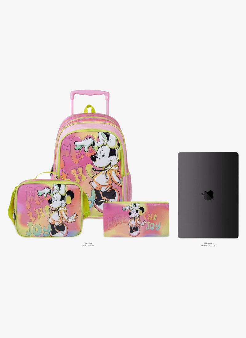 Disney Minnie Mouse 3-in-1 Trolley Set 18" – Official Minnie Mouse Rolling School Backpack with Lunch Bag & Pencil Case, Wheeled School Bag Set for Girls - Image 2