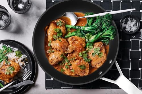 MsMk 12 1/2 inch Non Stick Frying Pan with Lid,Titanium and Ceramic Nonstick Large Skillet，Stay-Cool Handle,Scratch-resistant,Non-Toxic,Induction，Dishwasher Safe, Oven Safe to 700°F - Image 4