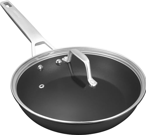 MsMk 12 1/2 inch Non Stick Frying Pan with Lid,Titanium and Ceramic Nonstick Large Skillet，Stay-Cool Handle,Scratch-resistant,Non-Toxic,Induction，Dishwasher Safe, Oven Safe to 700°F - Image 1