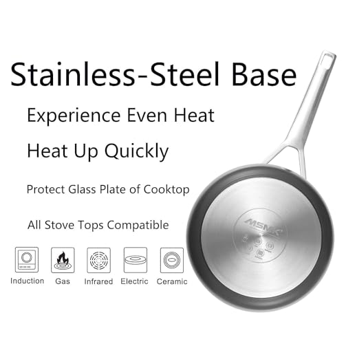 MsMk 12 1/2 inch Non Stick Frying Pan with Lid,Titanium and Ceramic Nonstick Large Skillet，Stay-Cool Handle,Scratch-resistant,Non-Toxic,Induction，Dishwasher Safe, Oven Safe to 700°F - Image 5