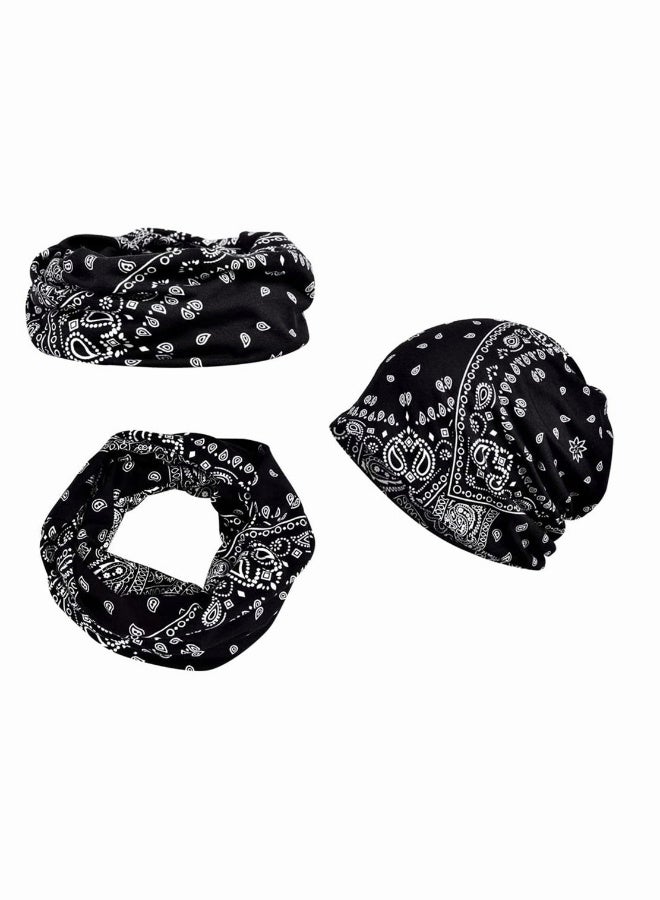 Turban Hat, SYOSI Spring Summer One Piece Double Layer Stretchy Cotton Cashew Hat, Cool Hip Hop Turban Hat, Women Men Loose Slouchy Beanie Cancer Snood Cap (Black) - Image 5