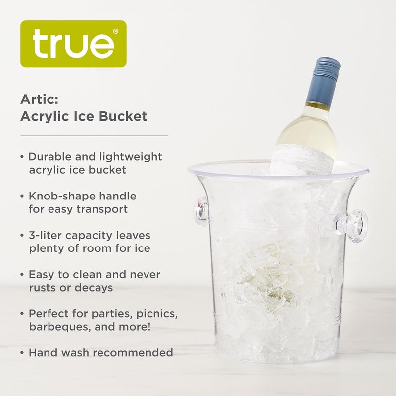 True Clear Acrylic Ice Bucket with Handles, 3-Liter Capacity, Durable Wine and Champagne Bucket, Perfect Ice Buckets for Parties, BBQs, Weddings, Picnics, Holidays, Outdoors, 8.75" x 8.25", Set of 1 - Image 2