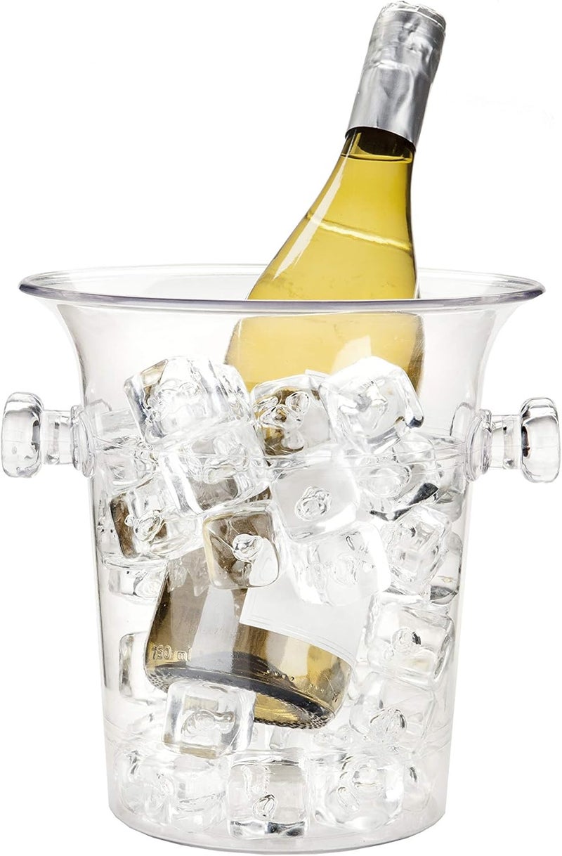 True Clear Acrylic Ice Bucket with Handles, 3-Liter Capacity, Durable Wine and Champagne Bucket, Perfect Ice Buckets for Parties, BBQs, Weddings, Picnics, Holidays, Outdoors, 8.75" x 8.25", Set of 1 - Image 1