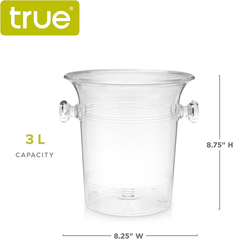 True Clear Acrylic Ice Bucket with Handles, 3-Liter Capacity, Durable Wine and Champagne Bucket, Perfect Ice Buckets for Parties, BBQs, Weddings, Picnics, Holidays, Outdoors, 8.75" x 8.25", Set of 1 - Image 3
