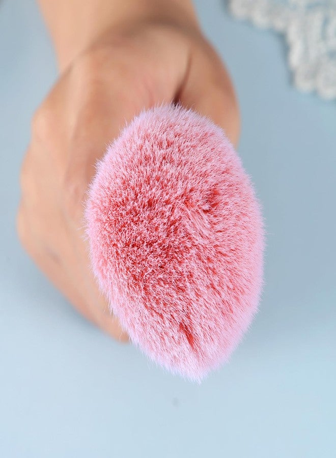 SILPECWEE 1pc Nail Art Dust Brushes For Acrylic Nails Pink Shiny Rhinestone Fluffy Powder Brush Loose Face Cosmetics Blending Liquid Foundation Powder Make Up Brushes Nail Cleaning Tools - Image 3
